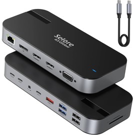 USB C Docking Station Dual Monitor, Laptop USB C Dock Triple Monitor 16 in 1 Docking Station Dual HDMI,DisplayPort,VGA,PD,Ethernet,USB 3.1 Port,SD TF Slot,Audio for Dell/HP/Lenovo/Surface Laptops