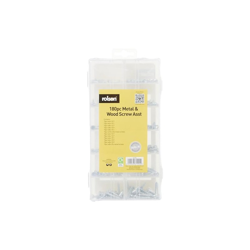 Rolson 61294 180 pc Metal & Wood Screw Assortment