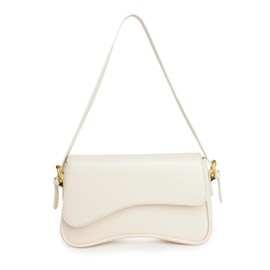 Shoulder Bag for women Clutch Purse Handbag PU Leather Tote Bag with 2 Removable Straps and Zipper Closure Crossbody Bags (A-White)