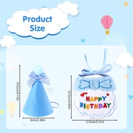Small Dog Cat Birthday Hat Scarf Set,Cute Cat Birthday Hat,Happy Birthday Decorations,Pet Birthday Set Party Supplies (Blue)