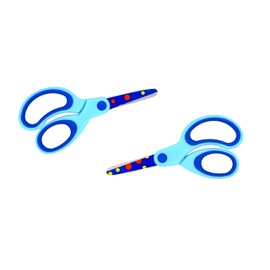 TSI 41807 Student Scissors with Pattern on the Blades Size 13 cm Blue Dots Design