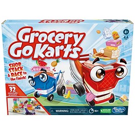 Hasbro Gaming Grocery Go Karts - Juego de Mesa para niños en Edad Preescolar y niños de 4 años en adelante, Juego de construcción con Mini comestibles, Juegos preescolares para 2 a 4 Jugadores