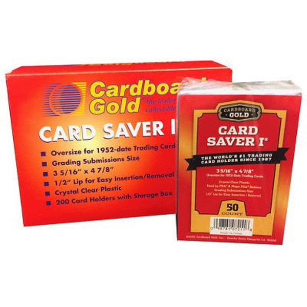 Card Saver 200 Cardboard Gold 1 Semi-rigid Card Holders -PSA Submission Size