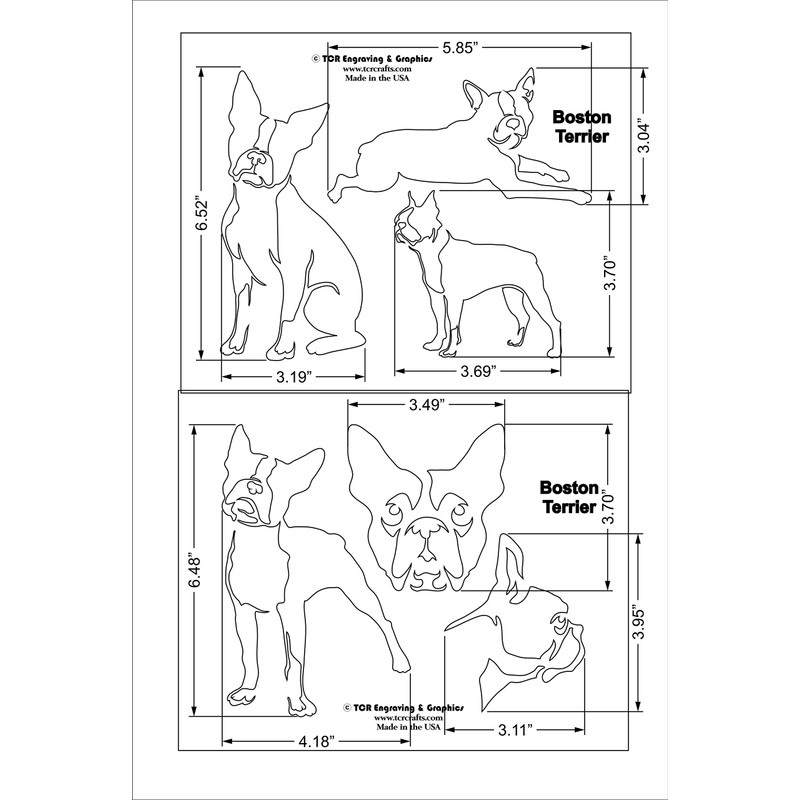Boston Terrier Dog Stencils - 2 Piece Set