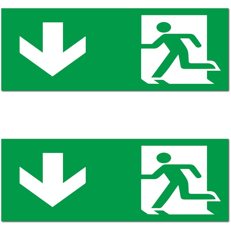 Emergency Exit Sign, Pack of 5, Premium Stickers, 24 cm