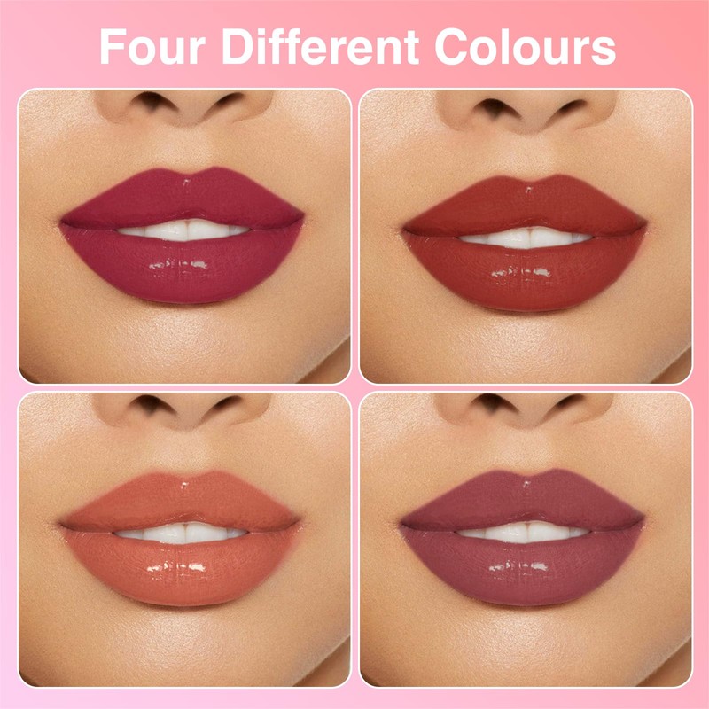 Xumann 4PCS Plumping Lipstick Set, Long Lasting Lipgloss Set for