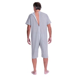FERRUCCI Sanitary Comfort Short Sleeve Short Pants 1 Zip Back Zip Pajamas, gray