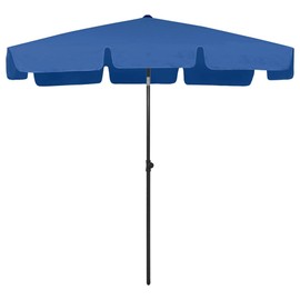 vidaXL UV Protective Adjustable Beach Umbrella-Up to 96.5" Height, Durable Polyester Canopy with Tilt Function - Azure Blue