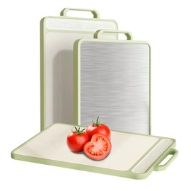 Stainless steel cutting board double sided with Wheat Straw PP & Grater. MYLLENE large size16X12". Food grade. Easy to clean. Durable. Eco-friendly