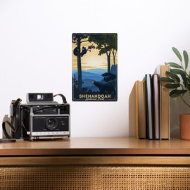 Lantern Press 6x9 Inch Metal Sign, Shenandoah National Park, Black Bears, Lithograph