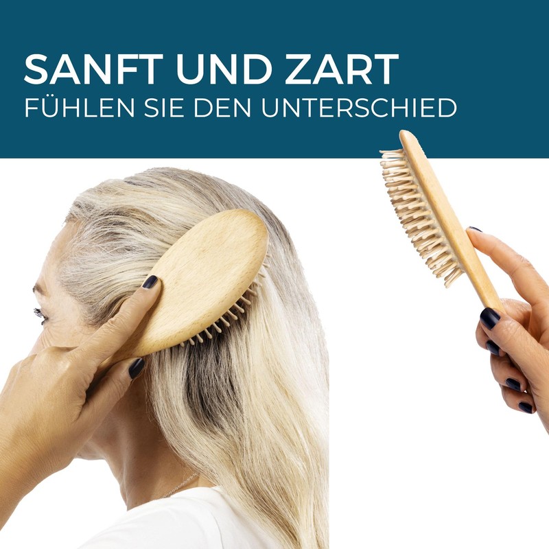 Remos Pneumatic Hair Brush Wide with Wooden Pins Made of