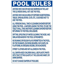 Aquatic Technology Indiana Pool Rules Sign - 24 x 36 Inches - Plastic