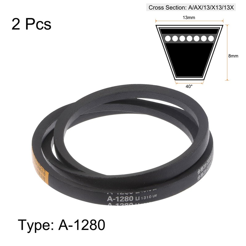 sourcing map 2pcs A-1280 V-Belts Drive Belt 1280mm Inner 13mm
