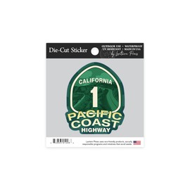 Die Cut Sticker California, Pacific Coast Highway 1, Contour Vinyl Sticker 1 to 3 inches (Waterproof Decal for Cars, Water Bottles, Laptops, Coolers), Small