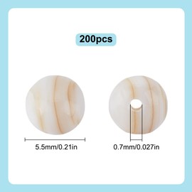 HOBBIESAY 200Pcs Natural Cultured Freshwater Shell Beads 5.5mm Natural Shell Pearl Beads Beach Sea Bead Floral White for DIY Jewelry Making Hole:0.7mm