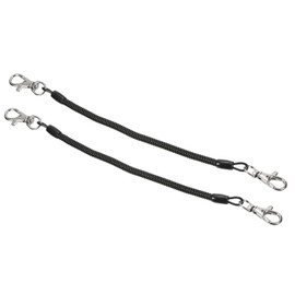 [PATIKIL] 2PCS 200mm Retractable Coil Spring Keychain with Lobster Clasp Plastic Spiral Elastic Cord Strap Snap Hook Black