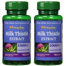 Puritan's Pride Milk Thistle 1000mg 4:1 Extract 2X90 or 1X180 (Silybum marianum) by Puritan