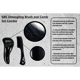 G.B.S Men's grooming Set - 2pcs Wave Multi-Function Glide Thru Brush Unisex Long/Short Hair Dense Black Bristles to Remove Knots, tangles Silky Smooth Finish.