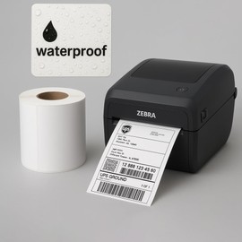FirstZi Self Adhesive Synthetic Paper 4x6 Direct Thermal Vinyl Label Sticker, Perforated, Commercial Grade, for Thermal Printer, 100 Labels/1 Roll