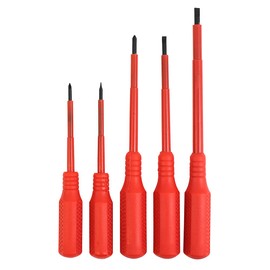 DEKTON DT65502 Insulated Screwdriver Set, Black/Red, Set of 5 Piece
