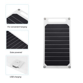Lixada - Cargador de panel solar de 10 W y 5 V con puerto USB, portátil, de alta potencia, silicio monocristalino para teléfono celular, camping
