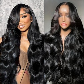 Lace Front Wigs Human Hair 32 inch Body Wave 13x4 HD Lace Frontal Wig Human Hair Pre Plucked with Baby Hair Natural Hair Wig 220% Density