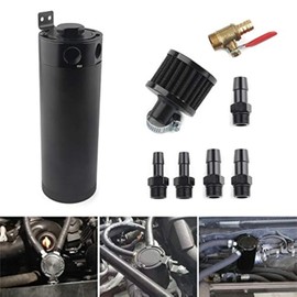 750ml Baffled Oil Catch Can Reservoir Tank Universal Breather Filter With Drain Valve 2 Port Aluminum