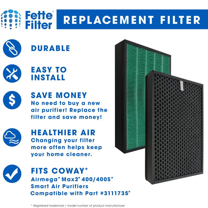 Fette Filter - 400/400S Replacement Filter compatible with Coway AIRMEGA