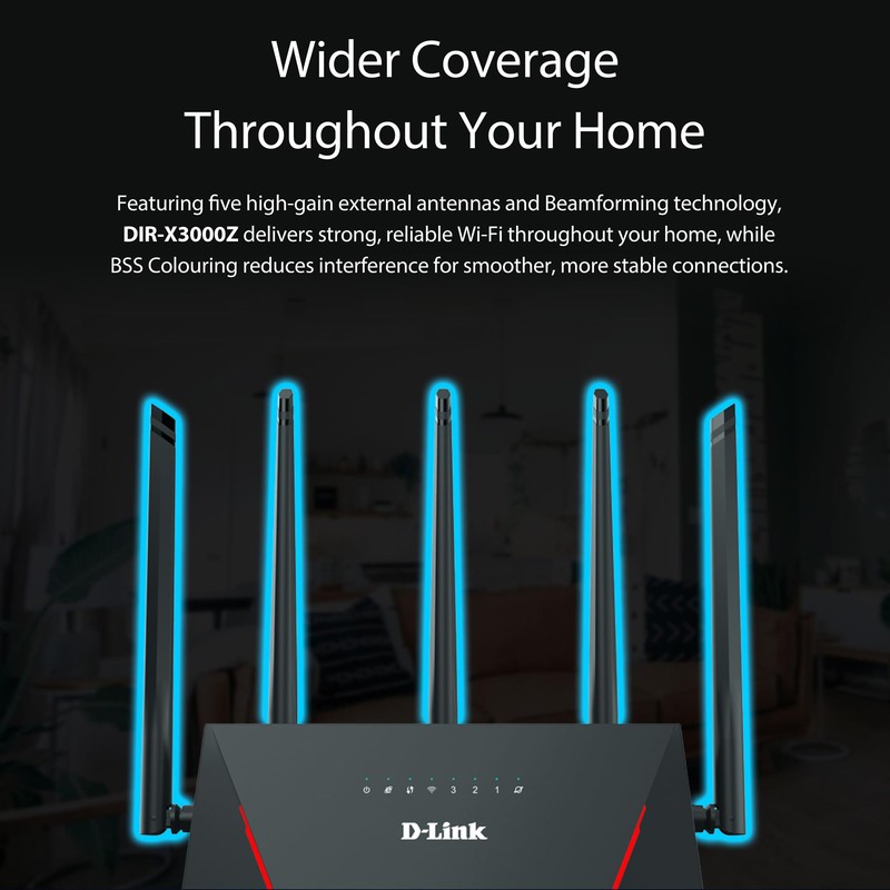 D-Link AX3000 WiFi 6 Router - High-Speed WiFi Router for