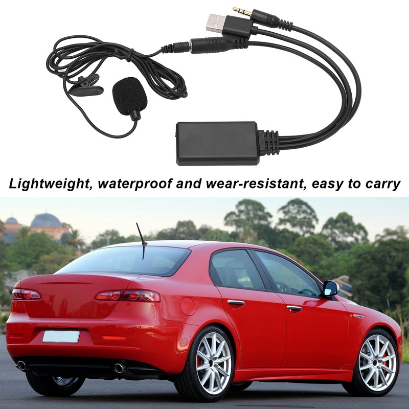 Car Aux Bluetooth 5.0 Adapter Audio Cable with Microphone Handsfree