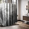 QGHOT Mountain Shower Curtain Black and White Forest Nature Shower