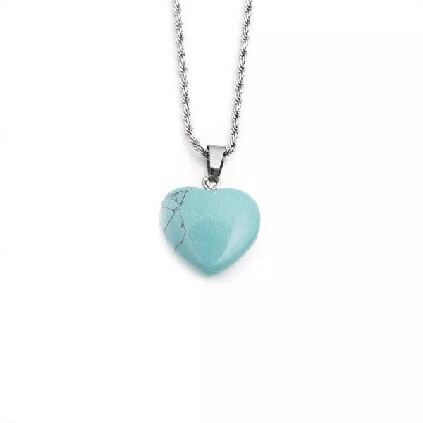 Unbranded Luxury Natural Stone Heart Shaped Turquoise Pendant on 23