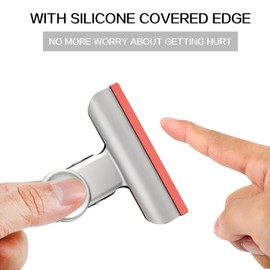 HOUSE AGAIN 12 Pack Stainless Steel Chip Bag Clips Covered with Silicone NO More Sharp Edges, Bulldog Clips for Food Bags Air Tight Seal, Heavy Duty Binder Paper Clips for Kitchen and Office, 3 Inches