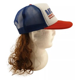 USA Mullet Hat Brown Wig Merica Redneck 4th of July All American Costume