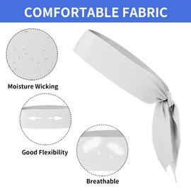 WLLHYF 1 x Headband Sports Headband Unisex Adjustable Elastic Bandana Hair Band Sweatbands for Women Men Basketball Football Outdoor Activities (White)