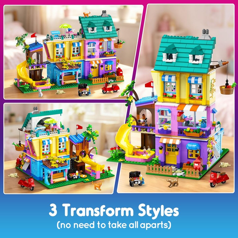 HOGOKIDS Girl Friends Family House Building Toy with Light for