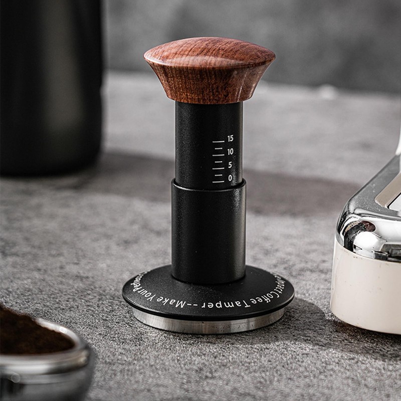 Coffee Tamper Spring Loaded Tamper Calibrated Coffee Tamper Wood Handle