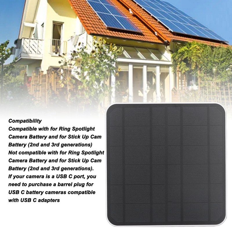 Solar Panel for Ring Camera 12W Fast Charging IP65 Waterproof