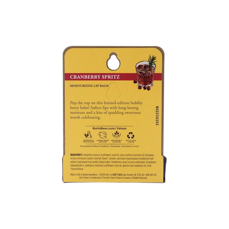 Bálsamo labial hidratante Cramberry Spritz de Burts Bees para unisex,