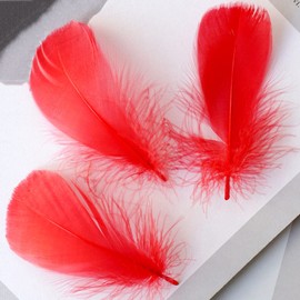 100 Pieces Red Natural Goose Craft Feathers Bulk, Colorful Small Goose Feathers for Holloween Costumes Thanksgiving Mask DIY Cosplay Crafts Projects Decor