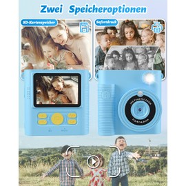 CKATE Kids Camera Instant Print, Kids Camera with 2 Shutters, 1080P HD 32G SD Card Instant Print Camera for Kids, Lovely Camera Gifts for Girls & Boys 3-12 Years Old - Sky Blue