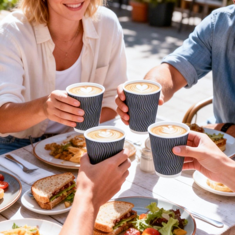 100 Pack 8 oz Paper Coffee Cups with Lids Disposable