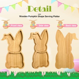 Maxcheck 2 Pcs Easter Farmhouse Bunny Serving Platter Large Rustic Spring Bunny Snack Fruit Meat Cheese Board Rustic Bunny Shape Charcuterie Platters for Easter Spring (Classic Style)