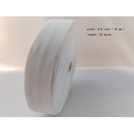 Cinta de sarga de algodón de 3/4 pulgadas, 20 yardas, cinta de espiga para manualidades de costura (blanco natural, 3/4 pulgadas, 282003)