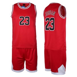 Men's Basketball Jersey #23 Basketball Tank Top+Track Shorts for Sports Fan Jersey 2pc Red Size-2XL