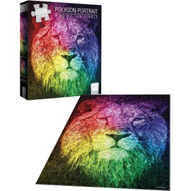 The Op Games Polygon Portrait King of The Jungle 1000 Piece Jigsaw Puzzle | Vivid & Colorful Puzzle Featuring Lion Portrait with Polygon Design Elements | Puzzles for All Ages - Kids to Adults