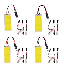 YM E-Bright Led Dome Light Auto Car Reading Led Panel Dome Light Interior with T10 BA9S Festoon Adapters COB 36SMD White (Pack of 4)