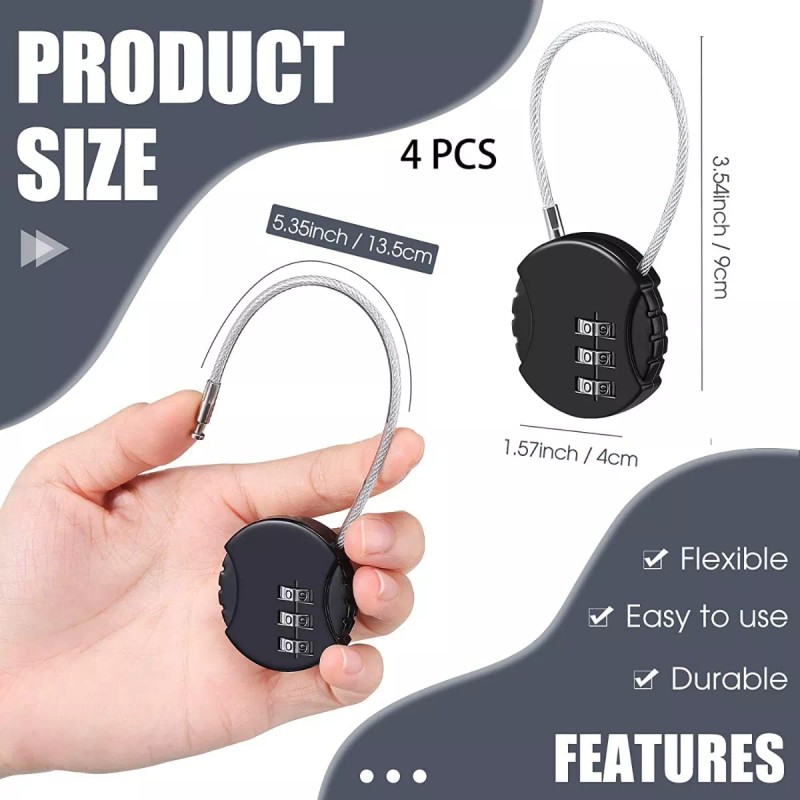 SANBREVE 4 Piezas Candados De Combinación Mini Casillero Por Mochila