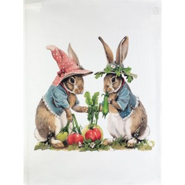 Half a Donkey The Gardening Rabbits large cotton tea towel
