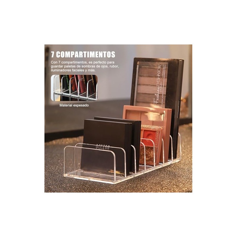 Organizador Brochas y Paletas Maquillaje Transparente Acrílico